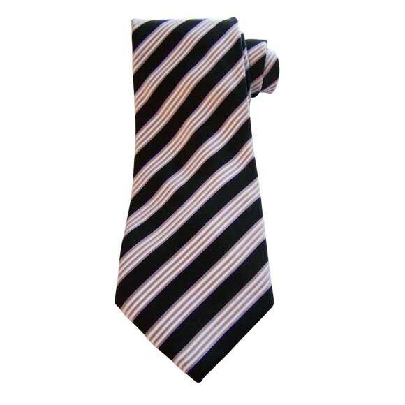 Donald J. Trump Other - Donald Trump Mens Signature Collection Tie Black White Violet Striped 100% Silk